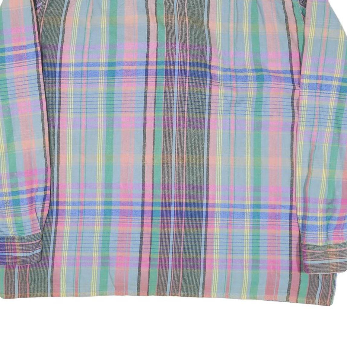 Mens Pastel Green & Pink Check Shirt XL Cotton Casual Long Sleeve Button