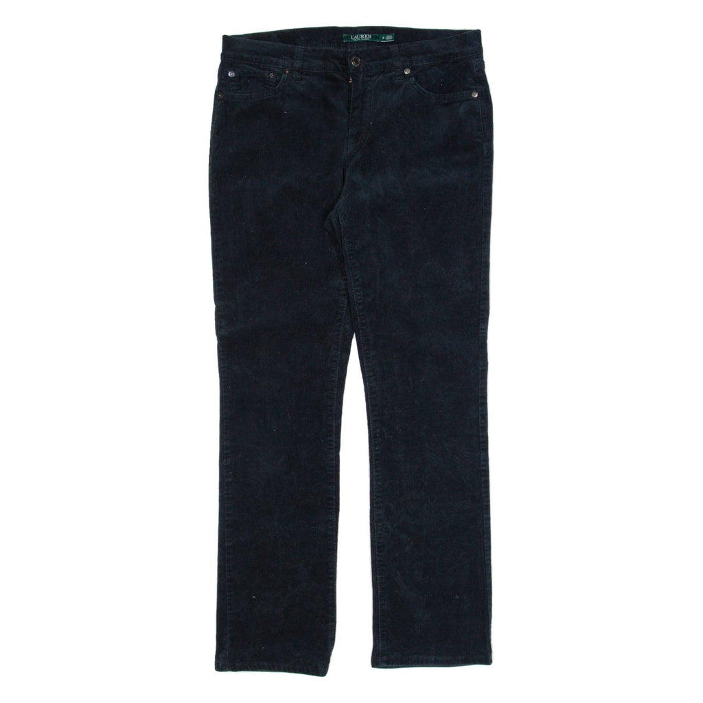 LAUREN RALPH LAUREN Womens Corduroy Trousers Black Slim Straight W30 L30