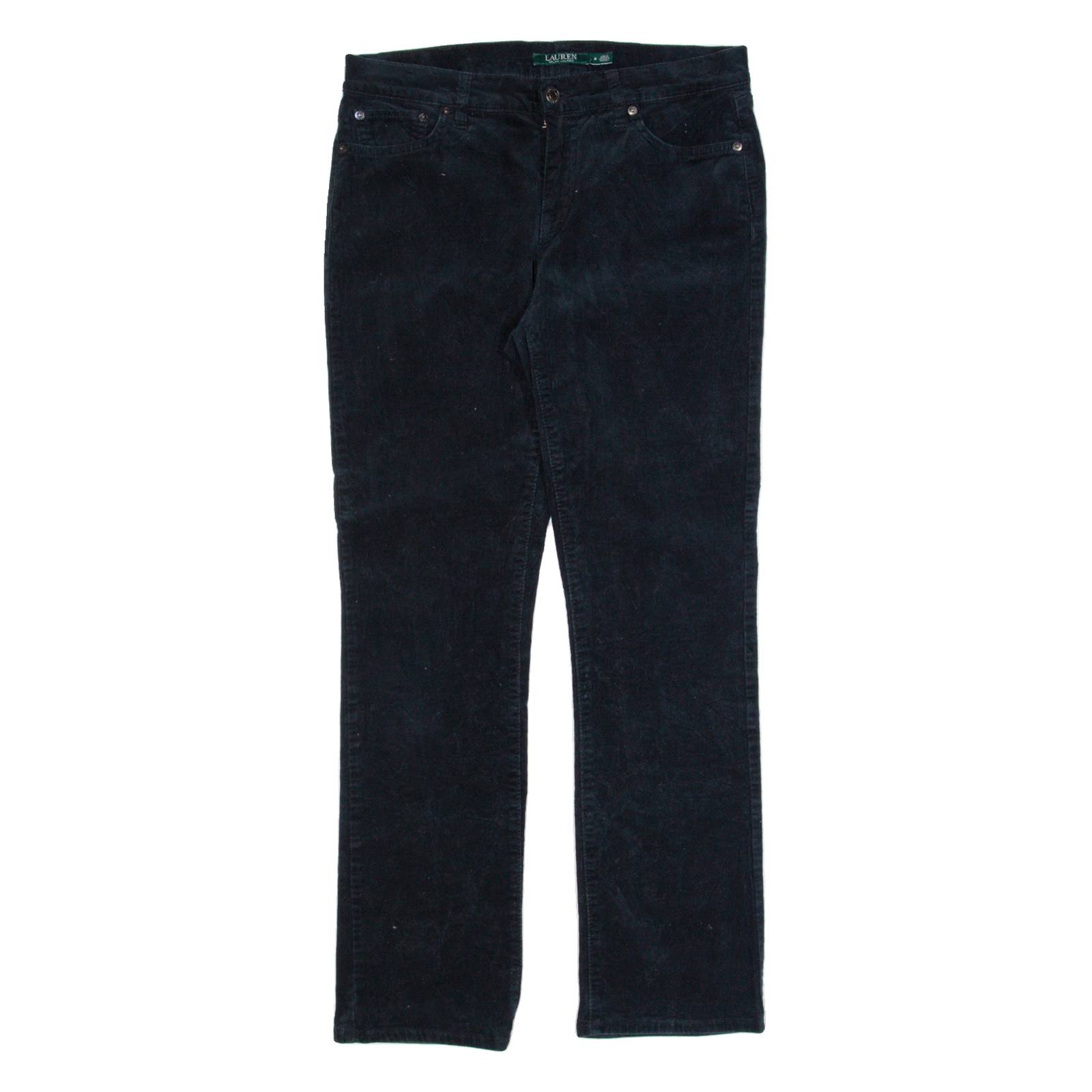 LAUREN RALPH LAUREN Womens Corduroy Trousers Black Slim Straight W30 L30