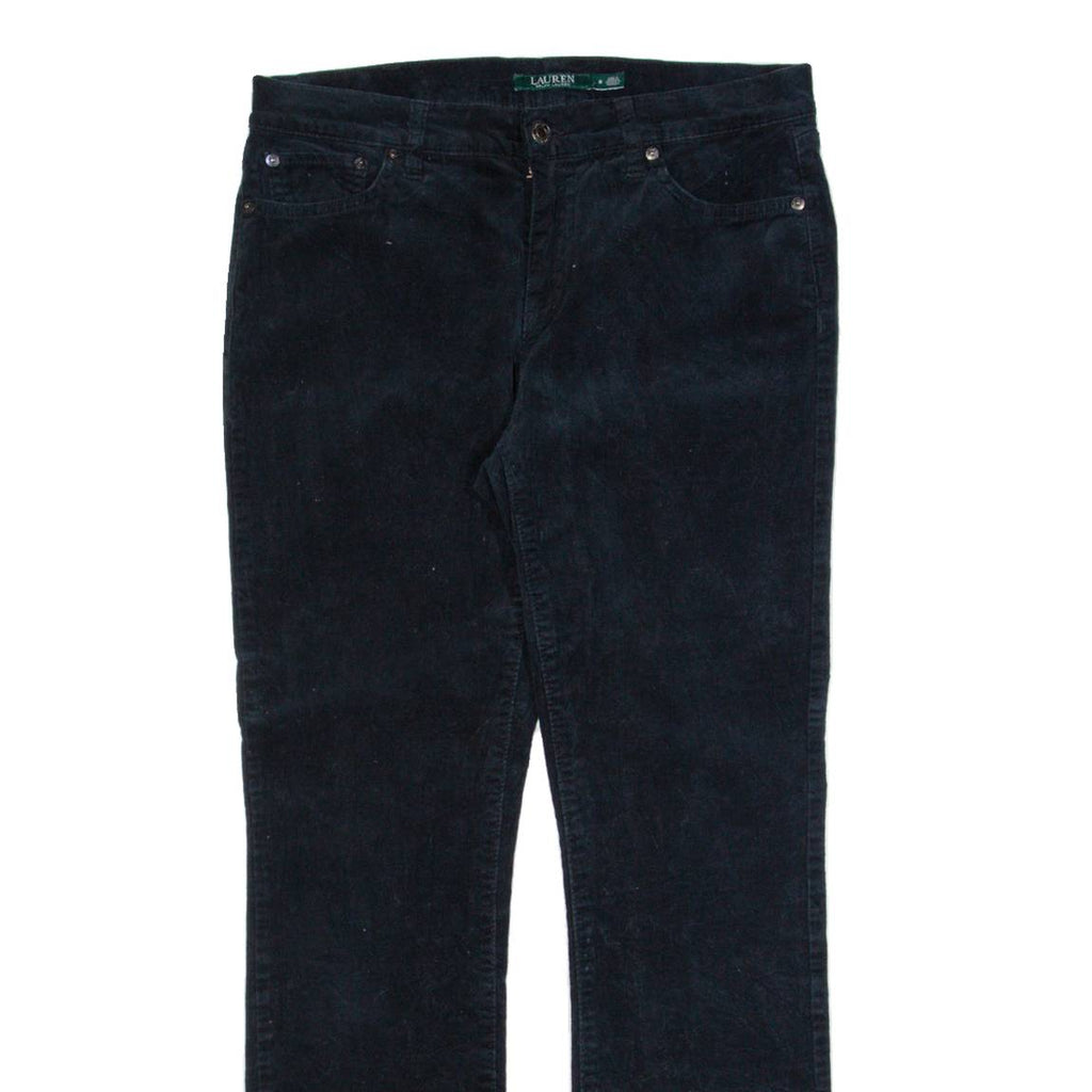 LAUREN RALPH LAUREN Womens Corduroy Trousers Black Slim Straight W30 L30