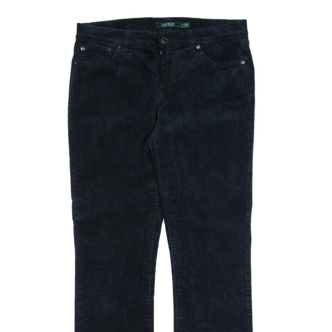 LAUREN RALPH LAUREN Womens Corduroy Trousers Black Slim Straight W30 L30