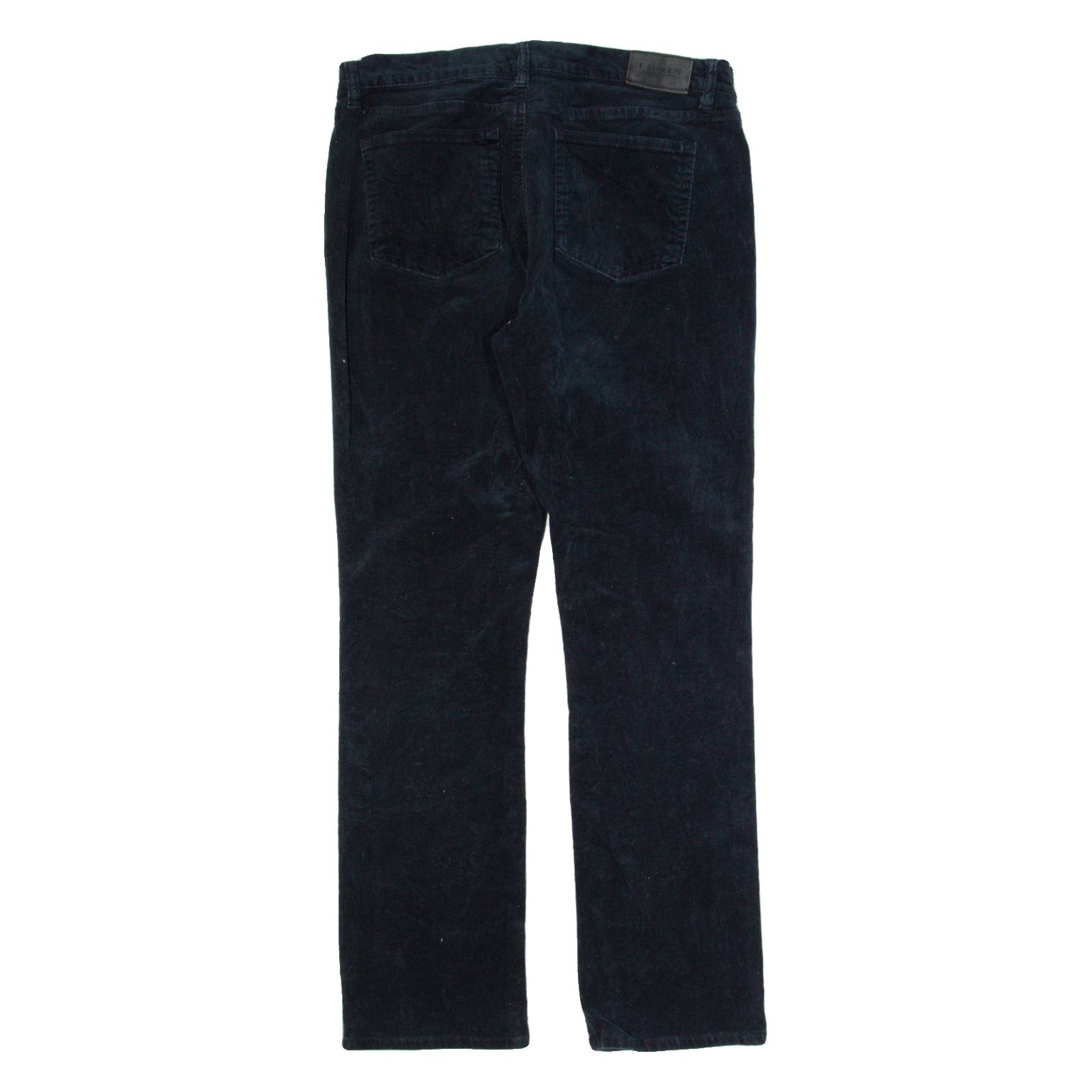 LAUREN RALPH LAUREN Womens Corduroy Trousers Black Slim Straight W30 L30