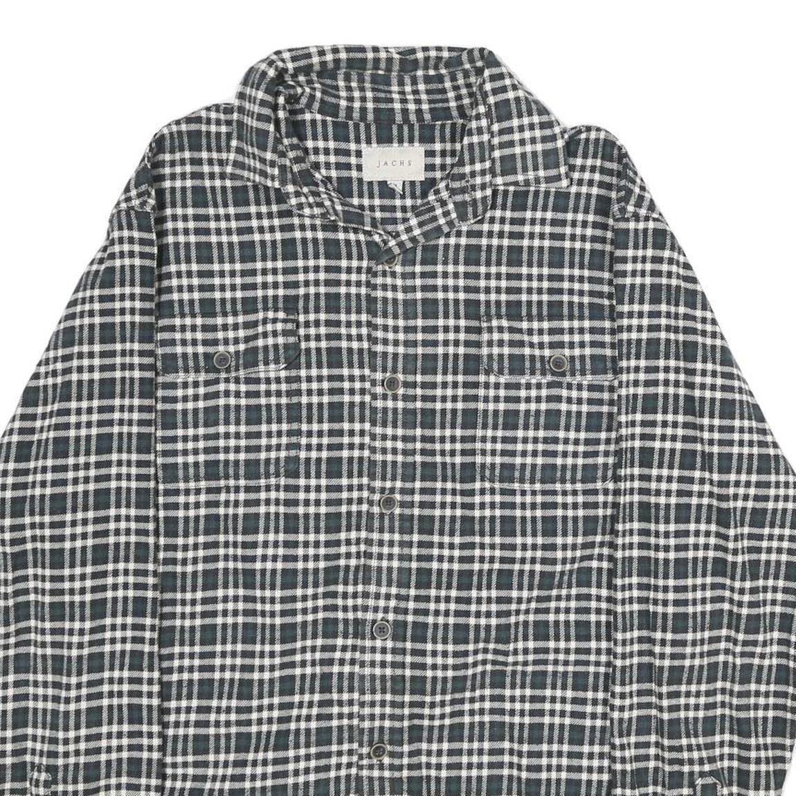 JACHS Mens Black & White Check Shirt M Casual Cotton Long Sleeve Button