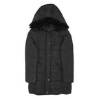 H&M Womens Black Puffer Jacket UK 6 Polyester Blend Zip Hooded Quilted Warm