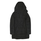 H&M Womens Black Puffer Jacket UK 6 Polyester Blend Zip Hooded Quilted Warm