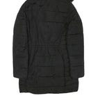 H&M Womens Black Puffer Jacket UK 6 Polyester Blend Zip Hooded Quilted Warm