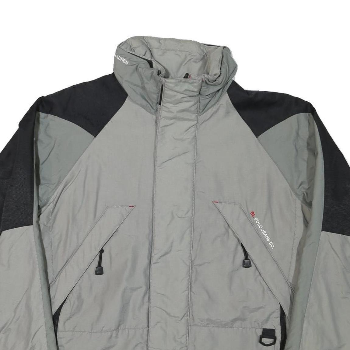 POLO RALPH LAUREN Mens Grey & Black Zip Up Jacket S Polyester Blend Casual