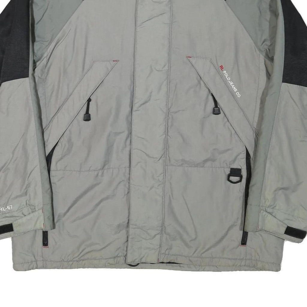 POLO RALPH LAUREN Mens Grey & Black Zip Up Jacket S Polyester Blend Casual