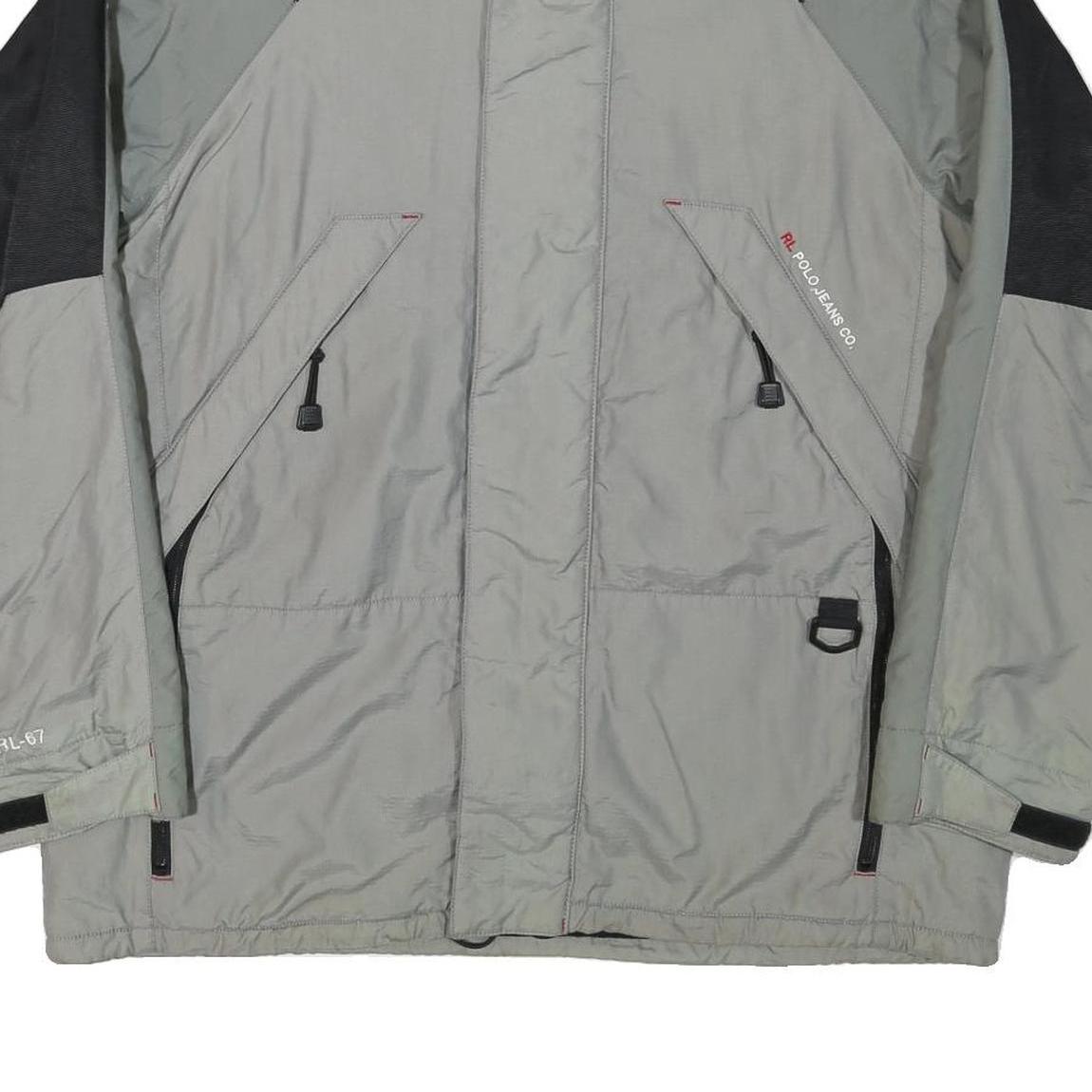 POLO RALPH LAUREN Mens Grey & Black Zip Up Jacket S Polyester Blend Casual