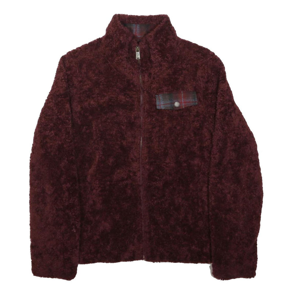 PENDLETON Womens Maroon Red Fleece Jacket M Polyester Zip Chest Pocket Warm