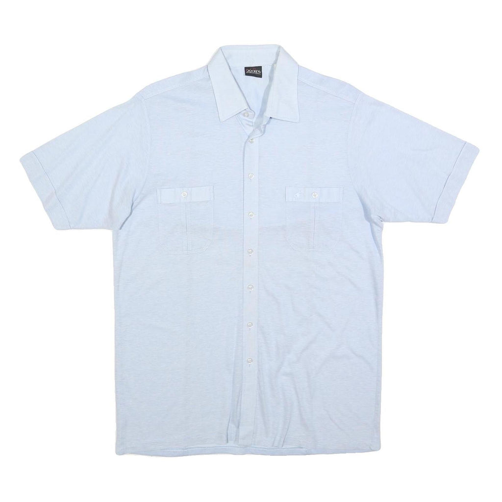 JOCKEY Mens Light Blue Shirt L Cotton Blend Casual Classic Fit Short Sleeve