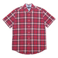 TOMMY HILFIGER Mens Red & White Check Shirt M Classic Fit Button Down Cotton