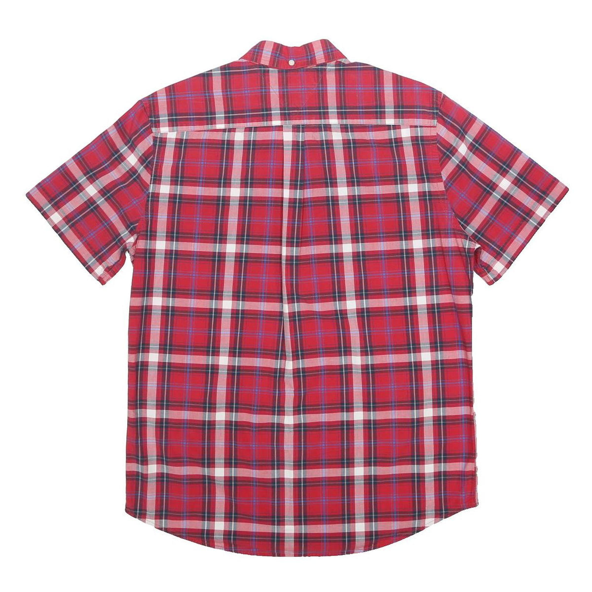 TOMMY HILFIGER Mens Red & White Check Shirt M Classic Fit Button Down Cotton