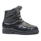 KANDAHAR Womens Leather Ankle Boots Black & Grey UK 5.5 Lace-Up Winter Warm