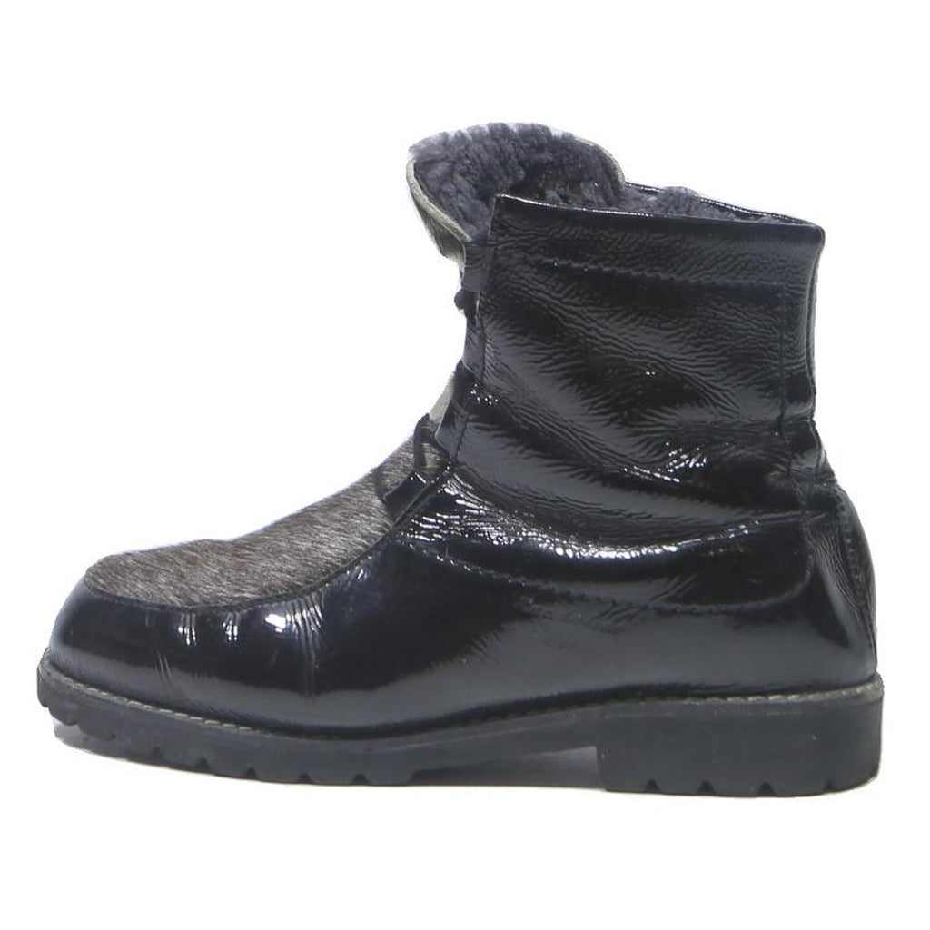 KANDAHAR Womens Leather Ankle Boots Black & Grey UK 5.5 Lace-Up Winter Warm