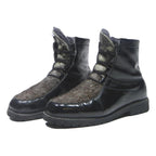 KANDAHAR Womens Leather Ankle Boots Black & Grey UK 5.5 Lace-Up Winter Warm