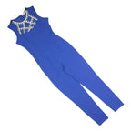 KRISP Womens Blue Playsuit S Polka Dot Detail Sleeveless Zip Closure