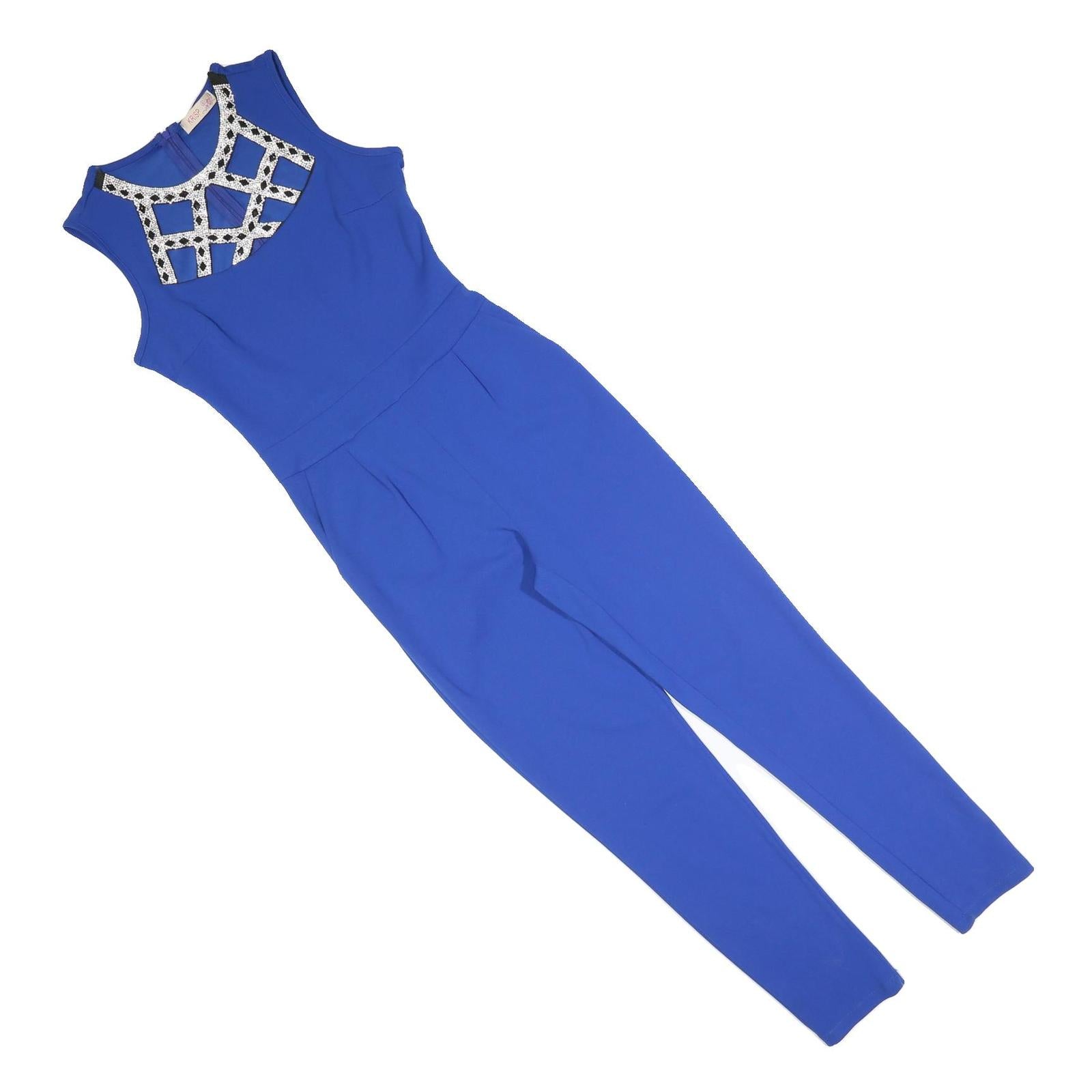 KRISP Womens Blue Playsuit S Polka Dot Detail Sleeveless Zip Closure