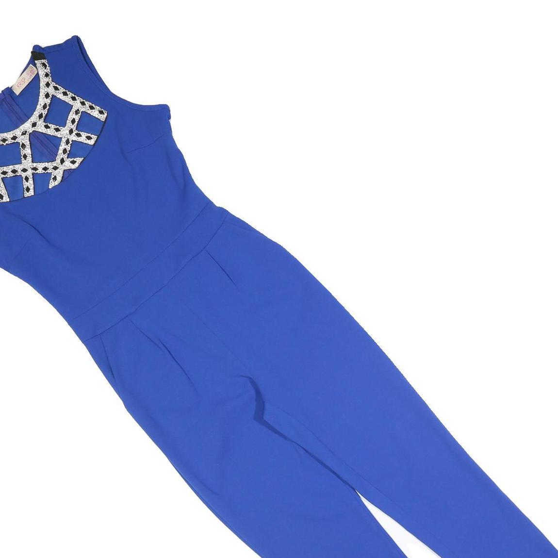 KRISP Womens Blue Playsuit S Polka Dot Detail Sleeveless Zip Closure