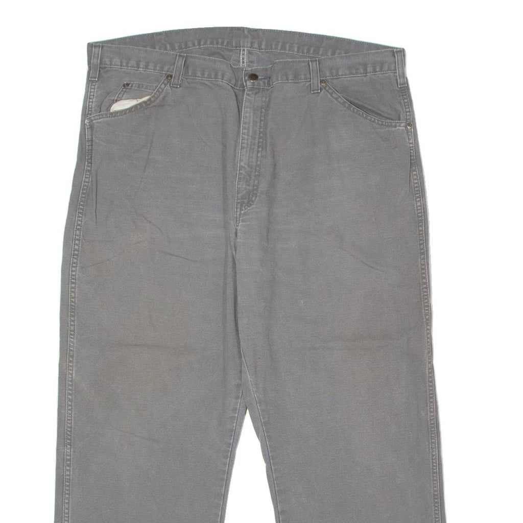 DICKIES Carpenter Workwear Mens Canvas Trousers Grey Regular Straight W40 L30