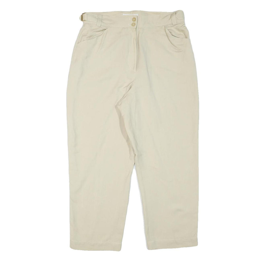 CERRUTI Womens Linen Blend Cream Relaxed Straight Trousers W31 L25 Casual Smart