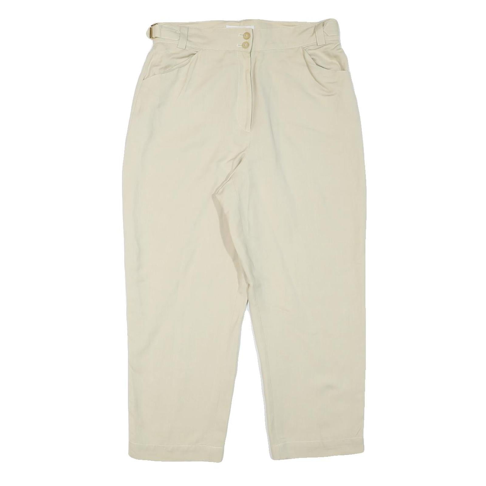 CERRUTI Womens Linen Blend Cream Relaxed Straight Trousers W31 L25 Casual Smart