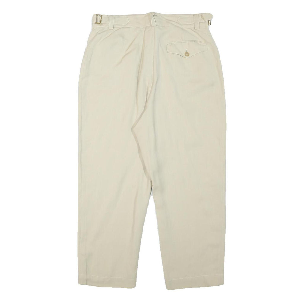 CERRUTI Womens Linen Blend Cream Relaxed Straight Trousers W31 L25 Casual Smart