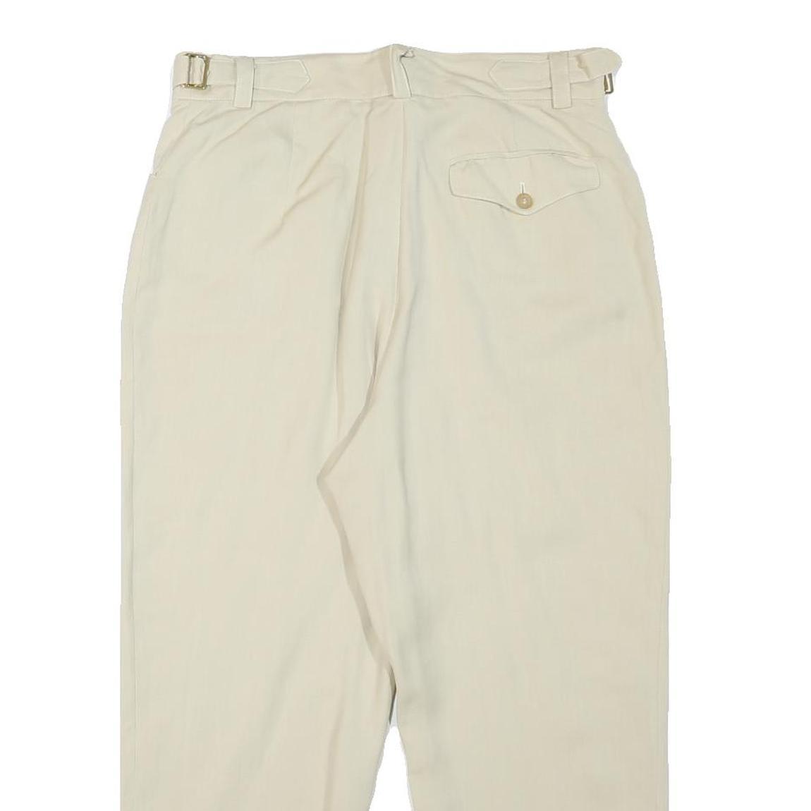 CERRUTI Womens Linen Blend Cream Relaxed Straight Trousers W31 L25 Casual Smart