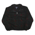 LANDS END Womens Black Green Red Patterned Jumper 1/4 Zip Polyester L Fleece