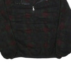LANDS END Womens Black Green Red Patterned Jumper 1/4 Zip Polyester L Fleece