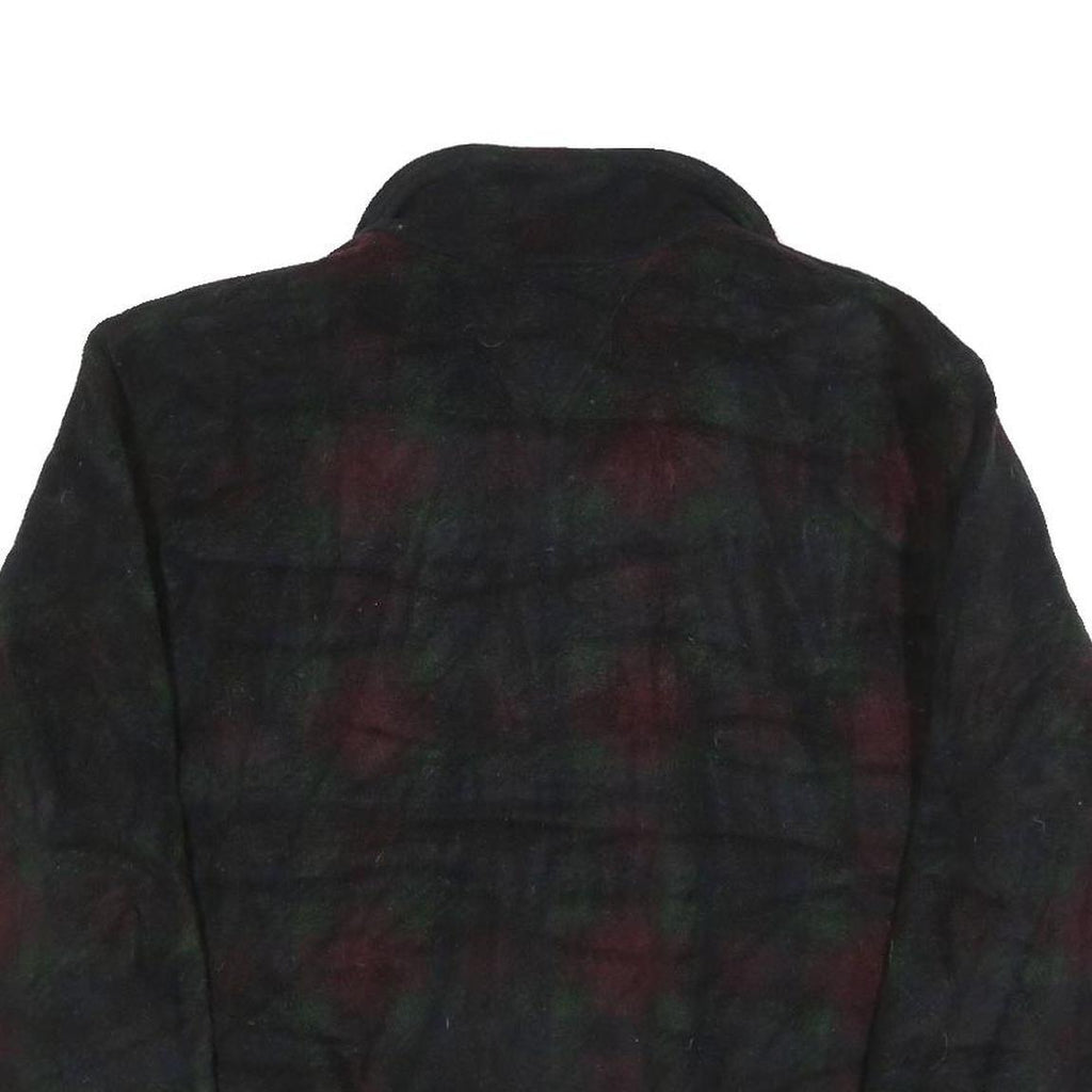 LANDS END Womens Black Green Red Patterned Jumper 1/4 Zip Polyester L Fleece