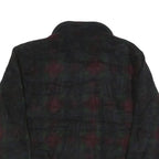 LANDS END Womens Black Green Red Patterned Jumper 1/4 Zip Polyester L Fleece