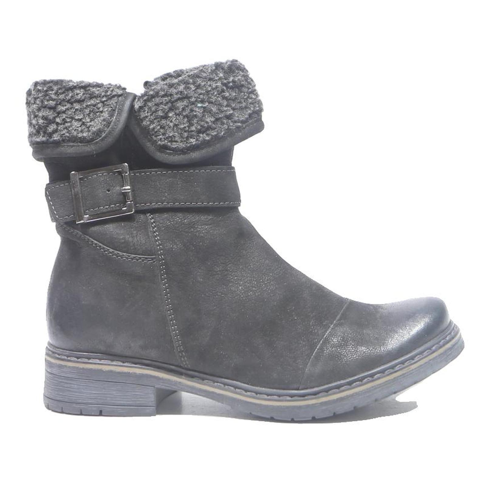 LASOCKI Womens Casual Ankle Boots Black Polyester Blend UK 4 Winter Foldover