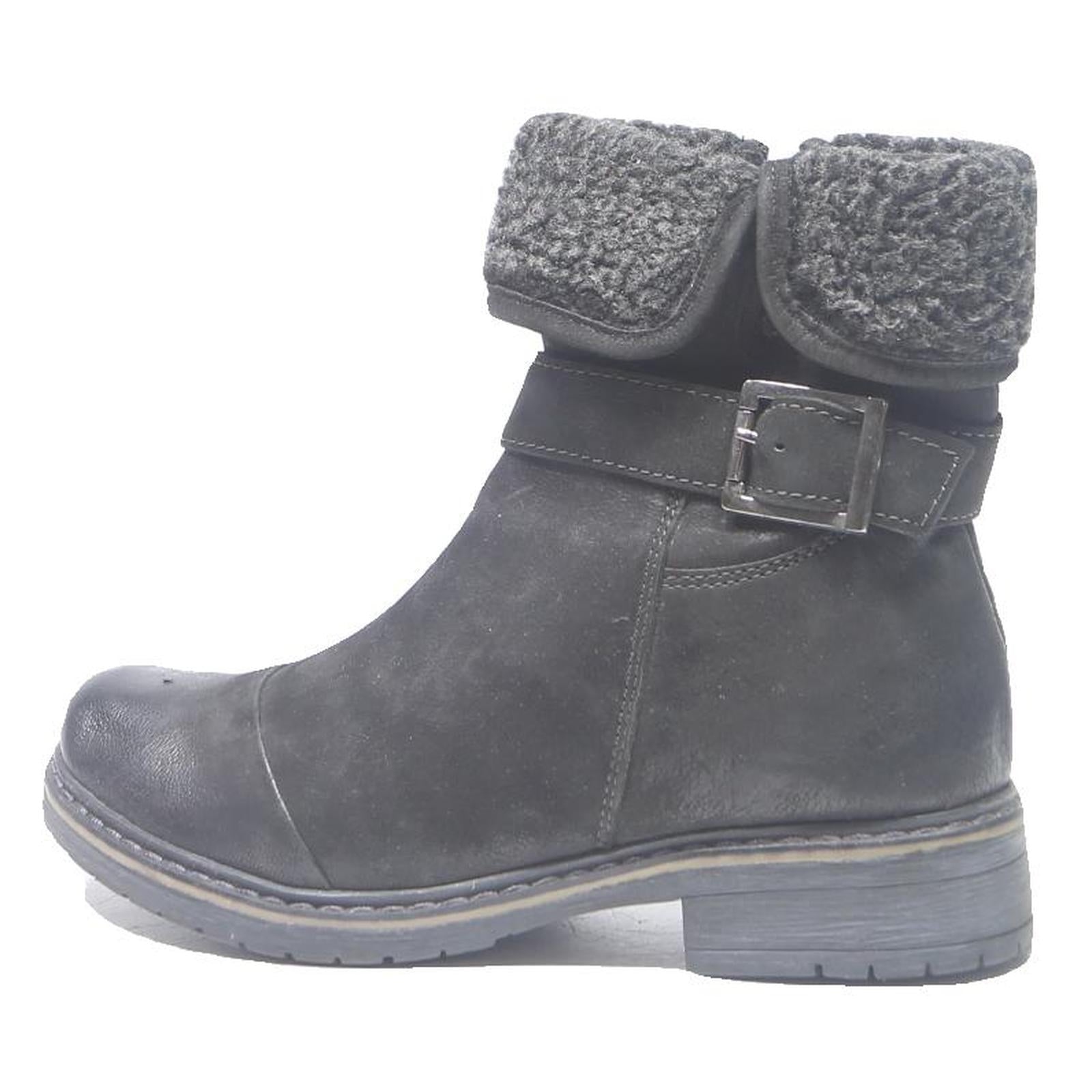 LASOCKI Womens Casual Ankle Boots Black Polyester Blend UK 4 Winter Foldover