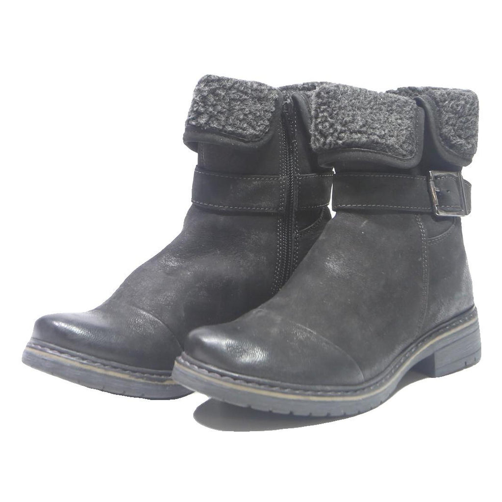 LASOCKI Womens Casual Ankle Boots Black Polyester Blend UK 4 Winter Foldover