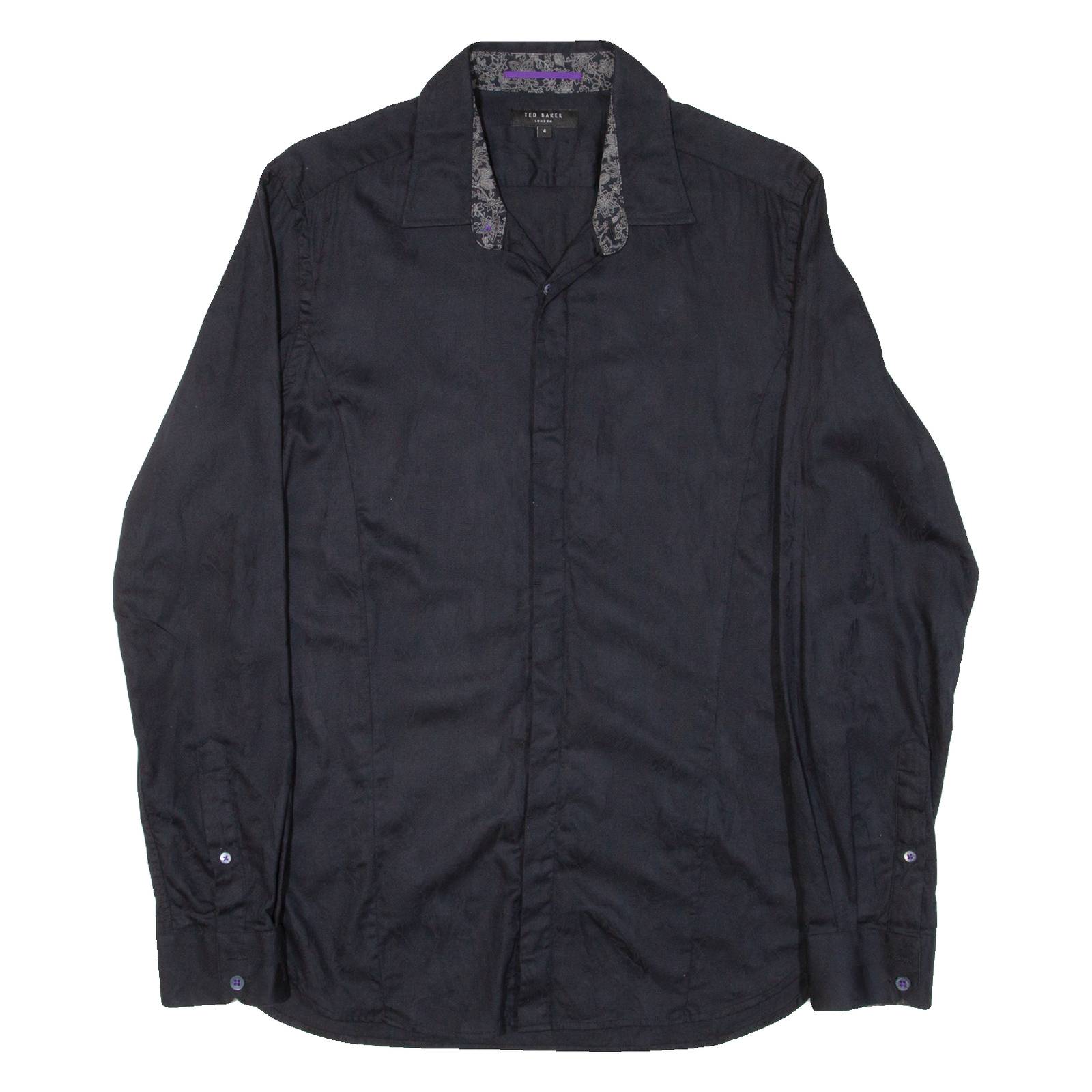 TED BAKER Mens Shirt Black Long Sleeve S
