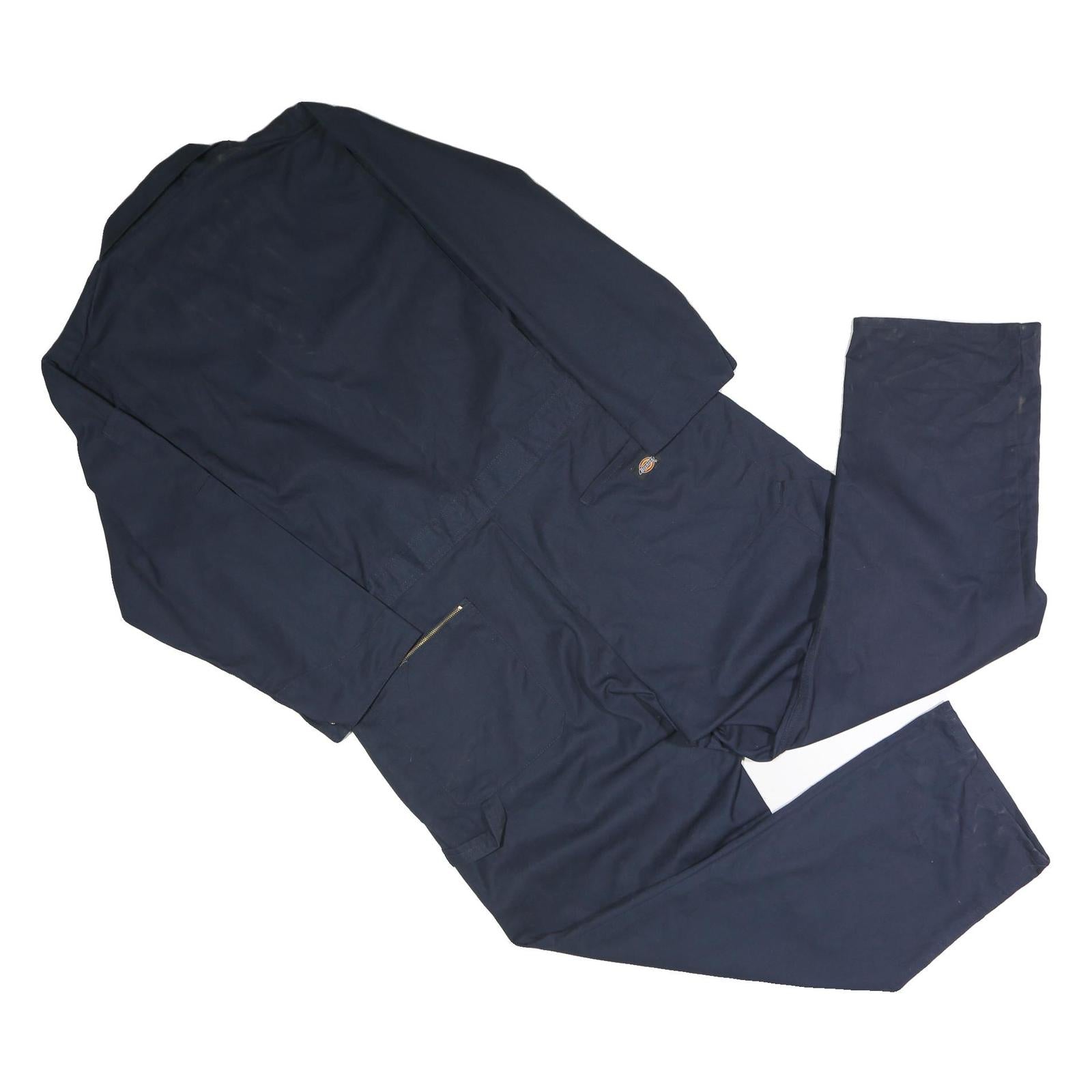 DICKIES Mens Navy Blue Relaxed Polyester Blend Dungarees XL W42 L29 Workwear