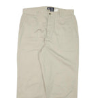 DOCKERS Mens Relaxed Beige Cotton Blend Trousers W32 L27 Zip Closure Casual