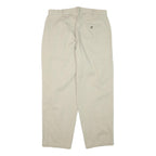 DOCKERS Mens Relaxed Beige Cotton Blend Trousers W32 L27 Zip Closure Casual