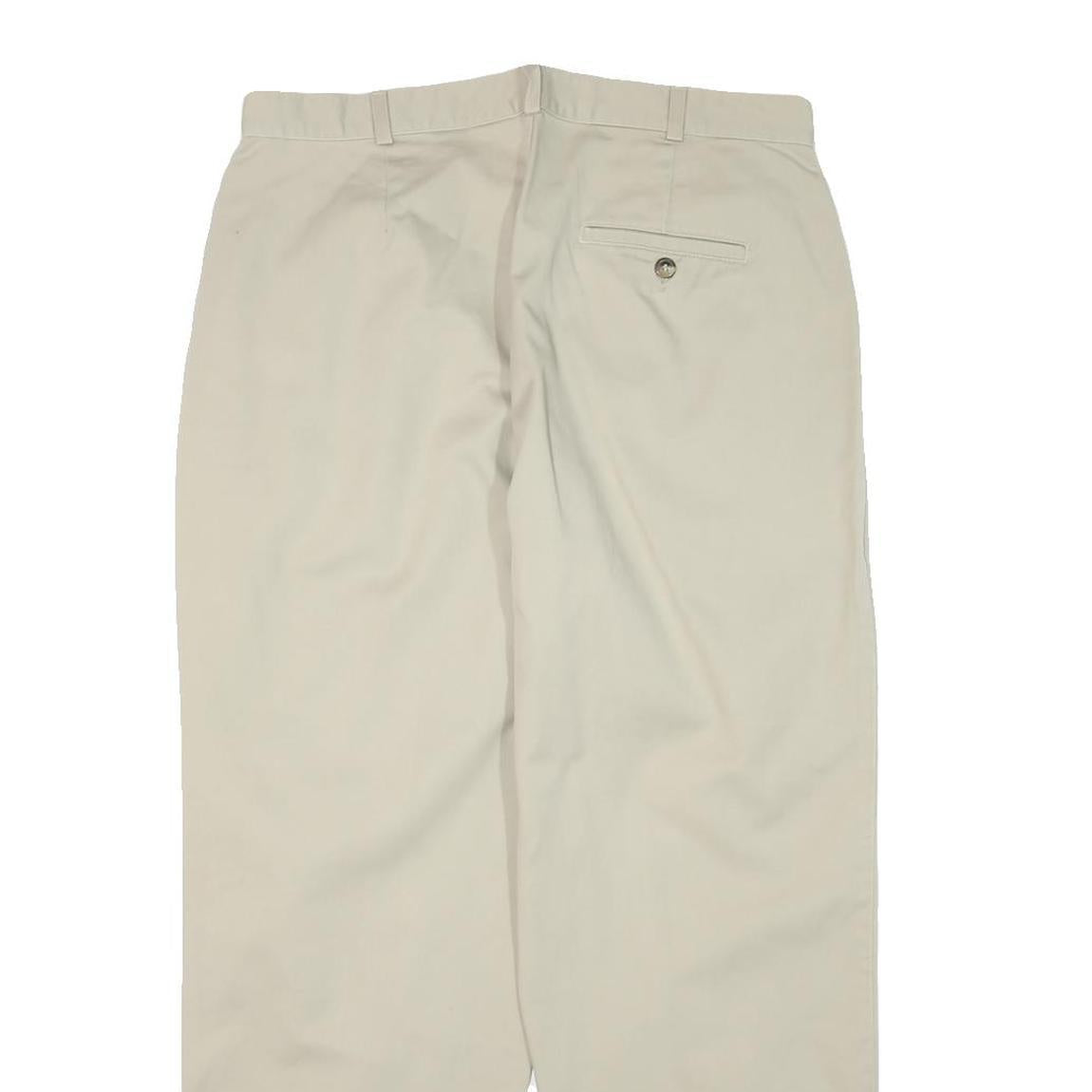 DOCKERS Mens Relaxed Beige Cotton Blend Trousers W32 L27 Zip Closure Casual