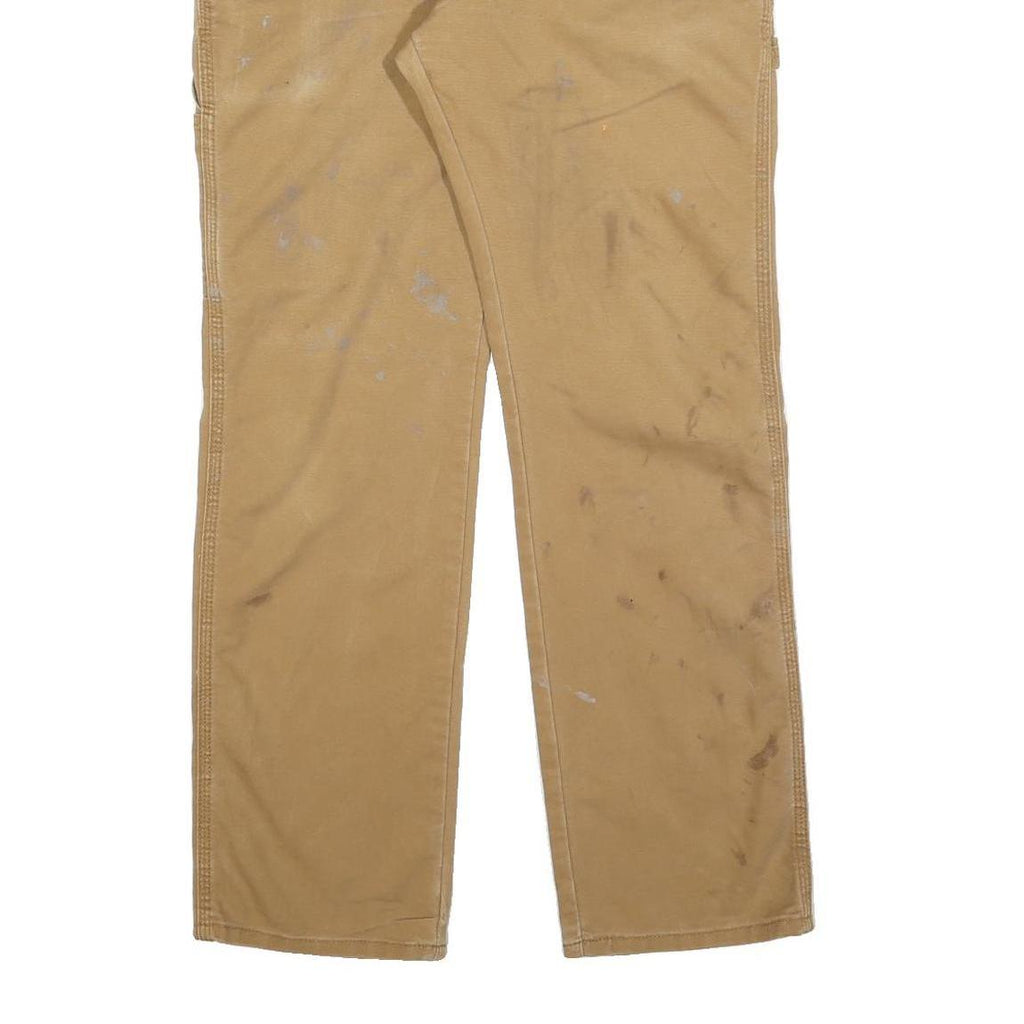 DICKIES Mens Cotton Blend Beige Regular Fit Straight Leg Trousers W34 L32