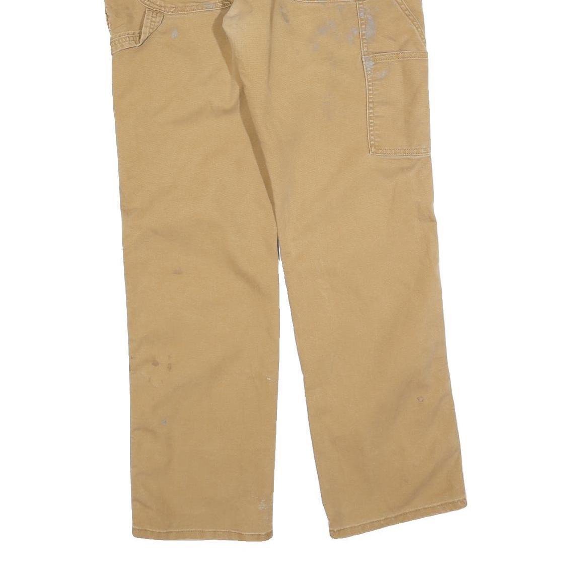 DICKIES Mens Cotton Blend Beige Regular Fit Straight Leg Trousers W34 L32