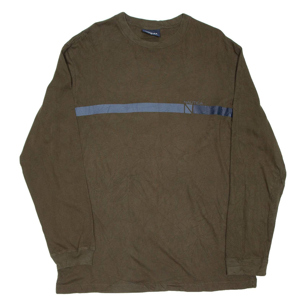 NAUTICA Mens T-Shirt Green Long Sleeve M