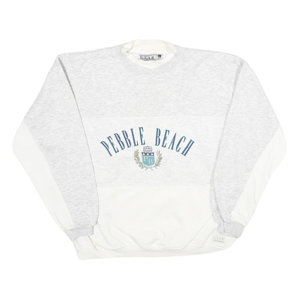 GEAR FOR SPORT Mens Grey & White Pebble Beach Crew Neck L Cotton Blend