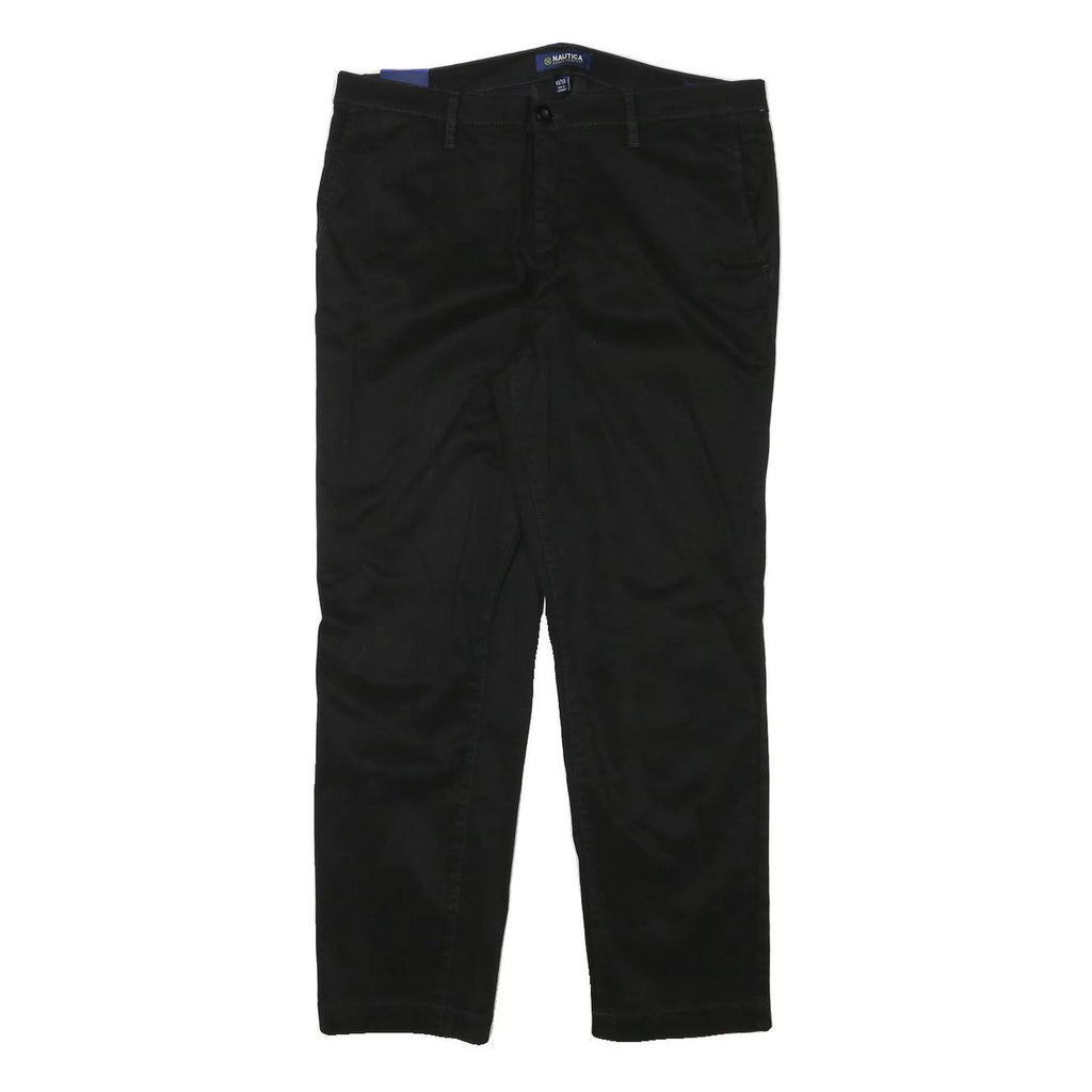 NAUTICA Womens Cotton Blend Black Slim Trousers W33 L27 Zip Fastening Classic