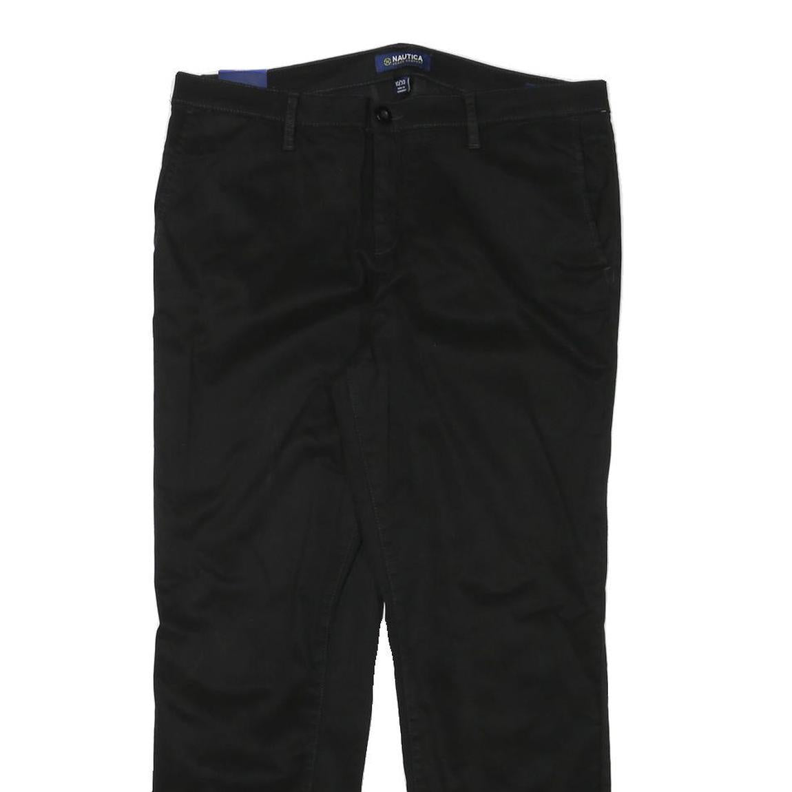 NAUTICA Womens Cotton Blend Black Slim Trousers W33 L27 Zip Fastening Classic