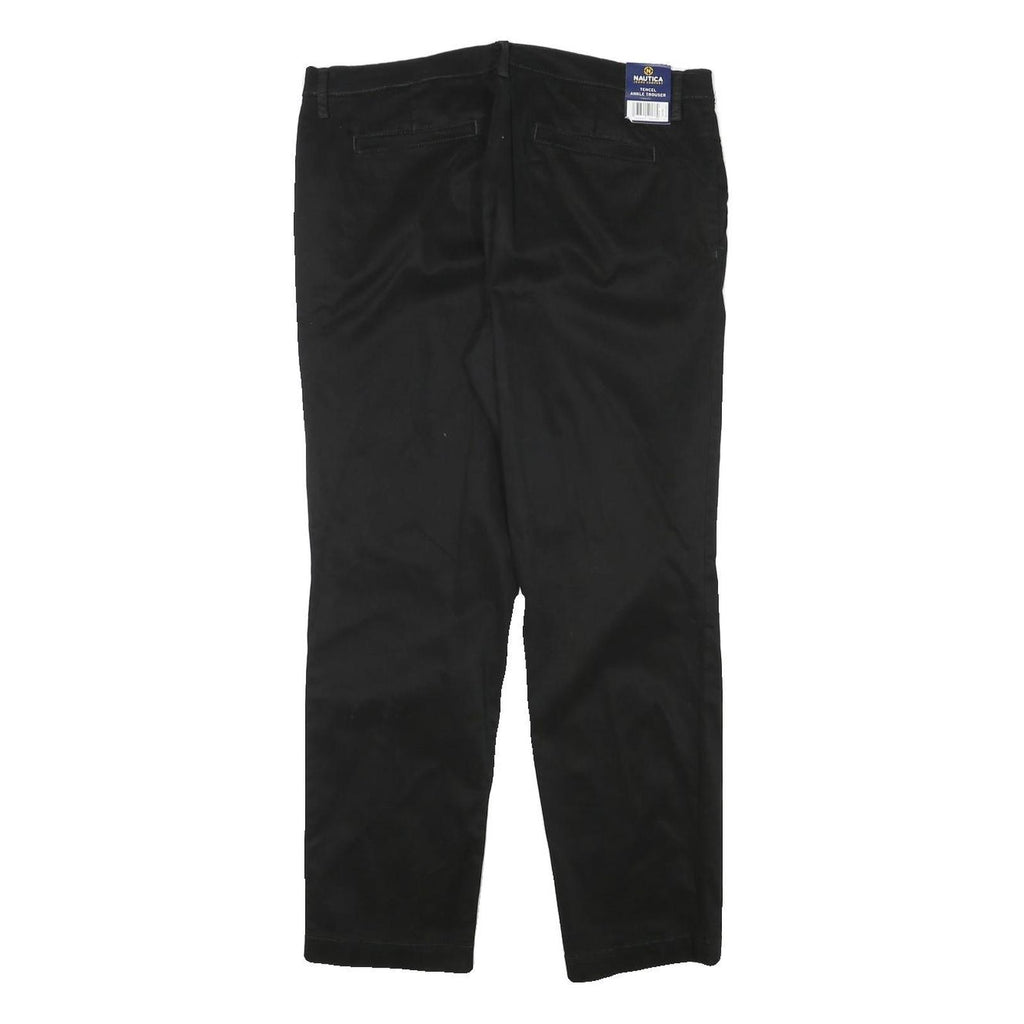 NAUTICA Womens Cotton Blend Black Slim Trousers W33 L27 Zip Fastening Classic