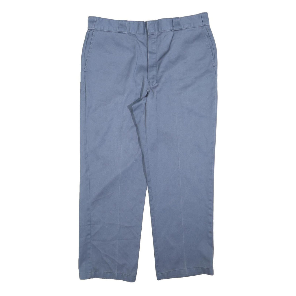DICKIES Mens Cotton Blend Blue Regular Straight Trousers W38 L30 Workwear Zip