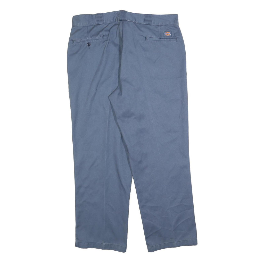 DICKIES Mens Cotton Blend Blue Regular Straight Trousers W38 L30 Workwear Zip