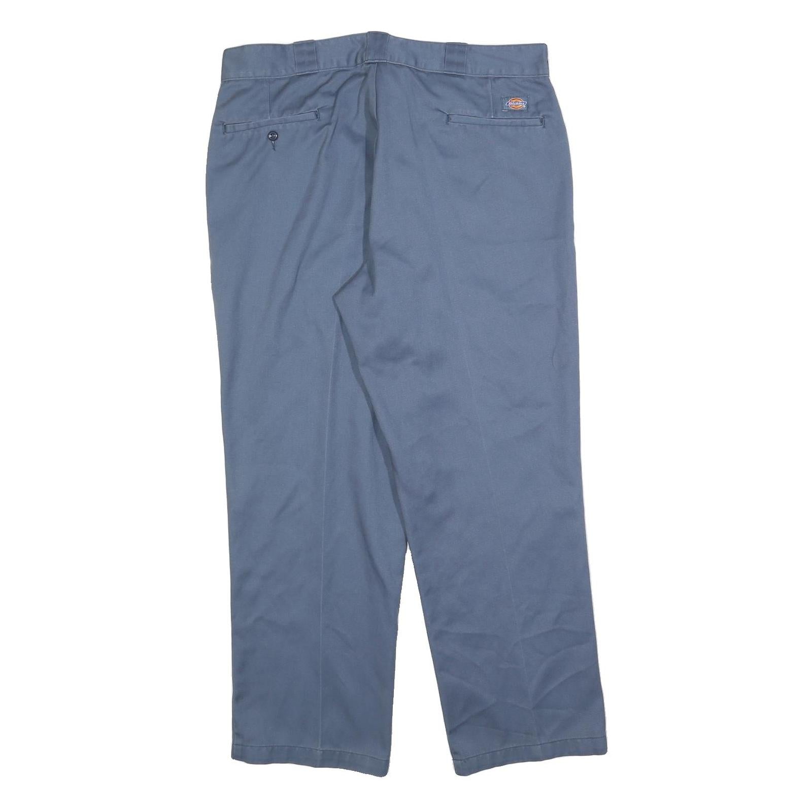 DICKIES Mens Cotton Blend Blue Regular Straight Trousers W38 L30 Workwear Zip
